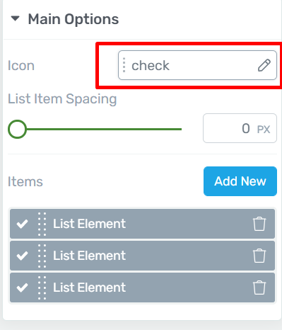 Icon List Thrive Architect