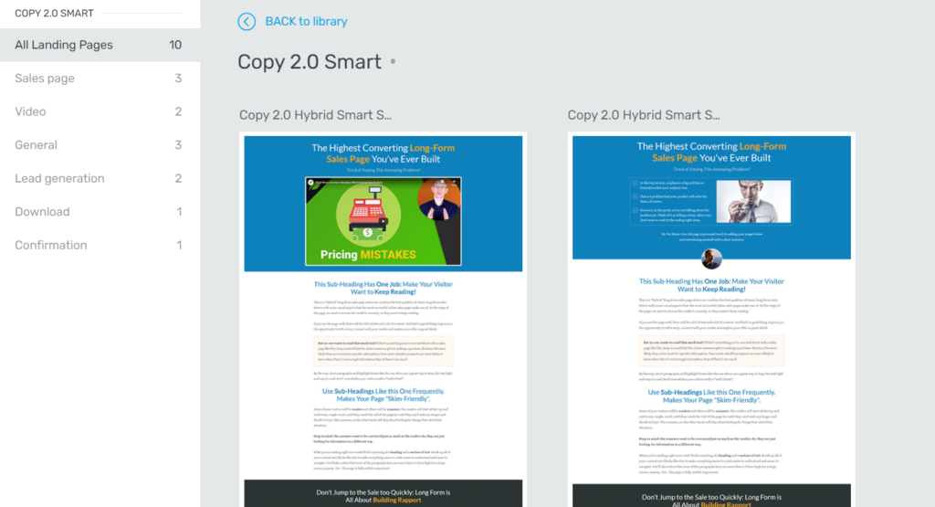 Thrive Architect All Landing Pages Templates