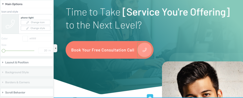 Thrive Architect Element Main Options