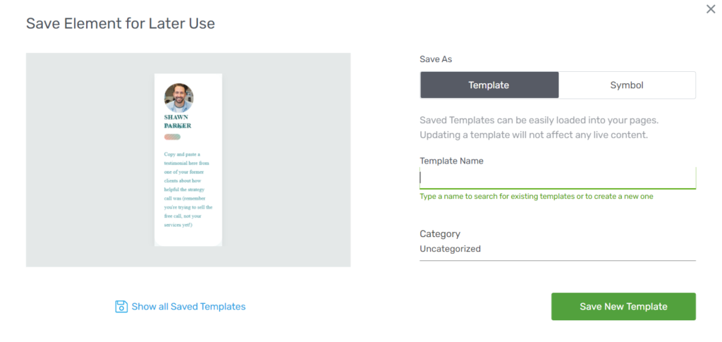 Thrive Architect Template Save